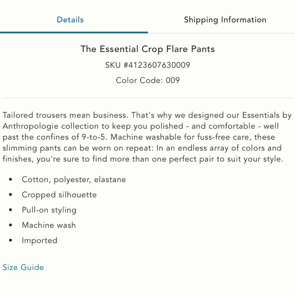 Anthropologie The Essential Crop Flare Pants, EUC - Picture 5 of 8